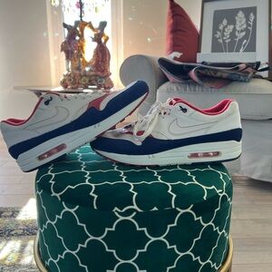 Nike Air Max 1 White, Red, Blue